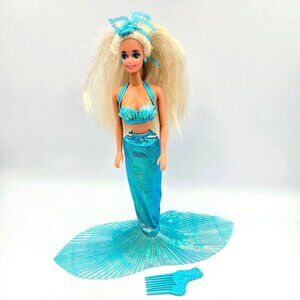 1991 Mattel Mermaid Barbie Doll 1991 1434 Blonde Glitter Hair Read